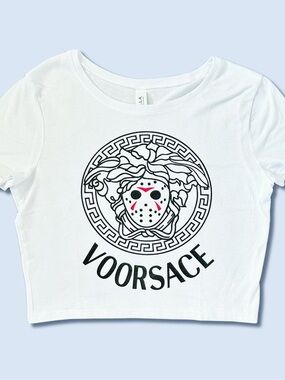 Friday The 13th Jason Voorhees Crop Top XS/S Versace Parody Horror Graphic Tee